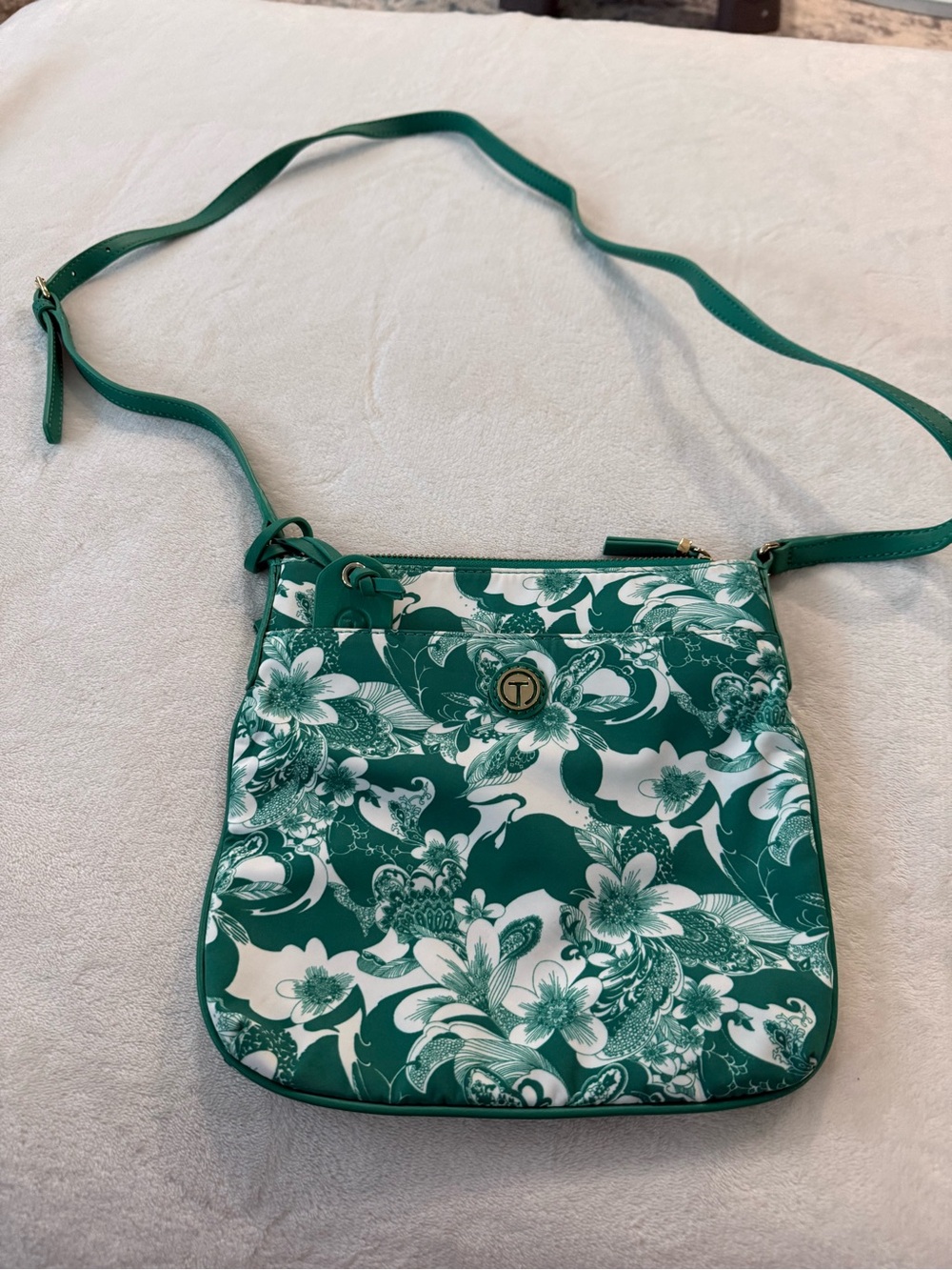 Talbots Green Floral Crossbody Bag - Women's Printed Shoulder Bag